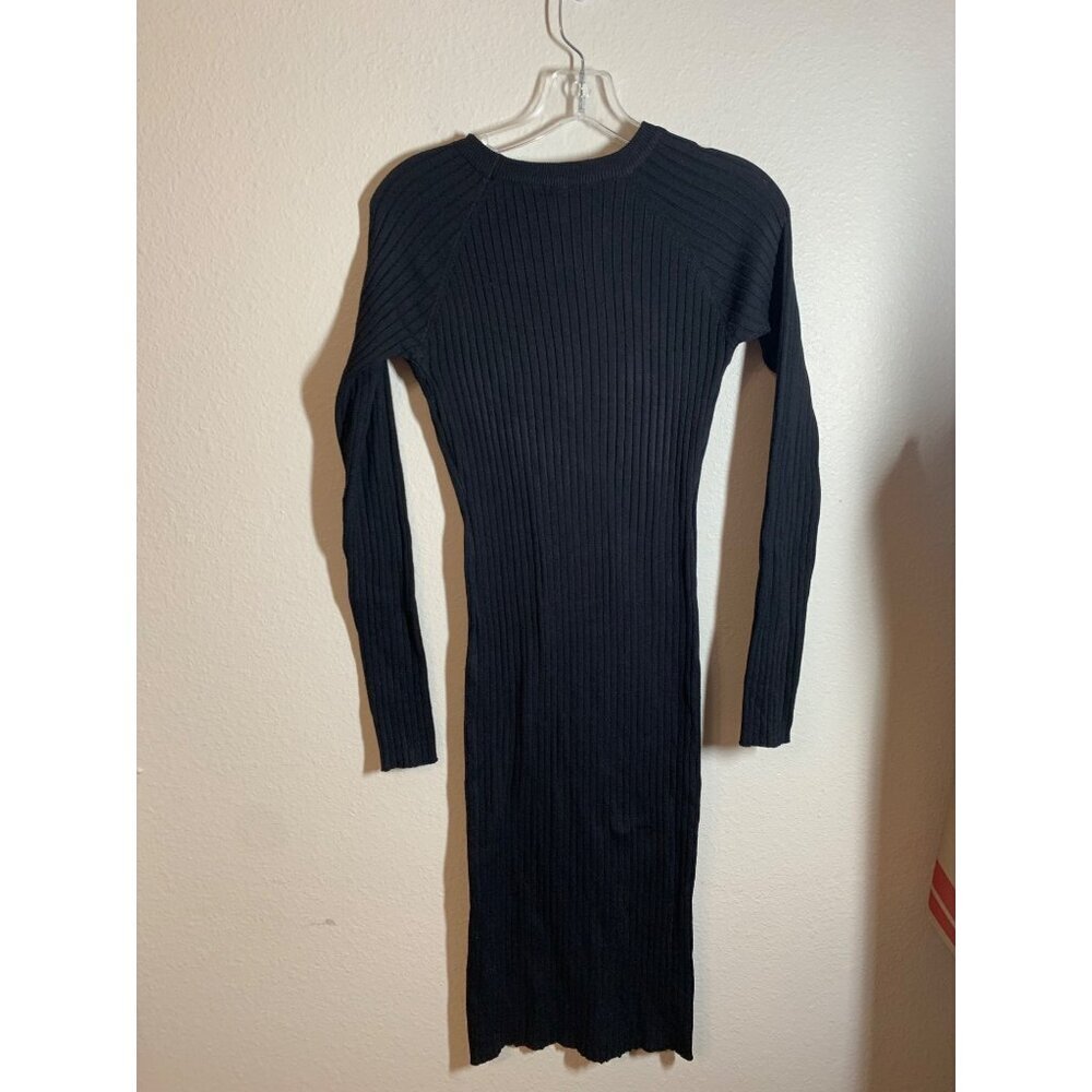 Ico Apparel Long Sleeve Bodycon Knit Sweater Dress Women's Size M Black Y2K AE2 - Picture 2 of 6